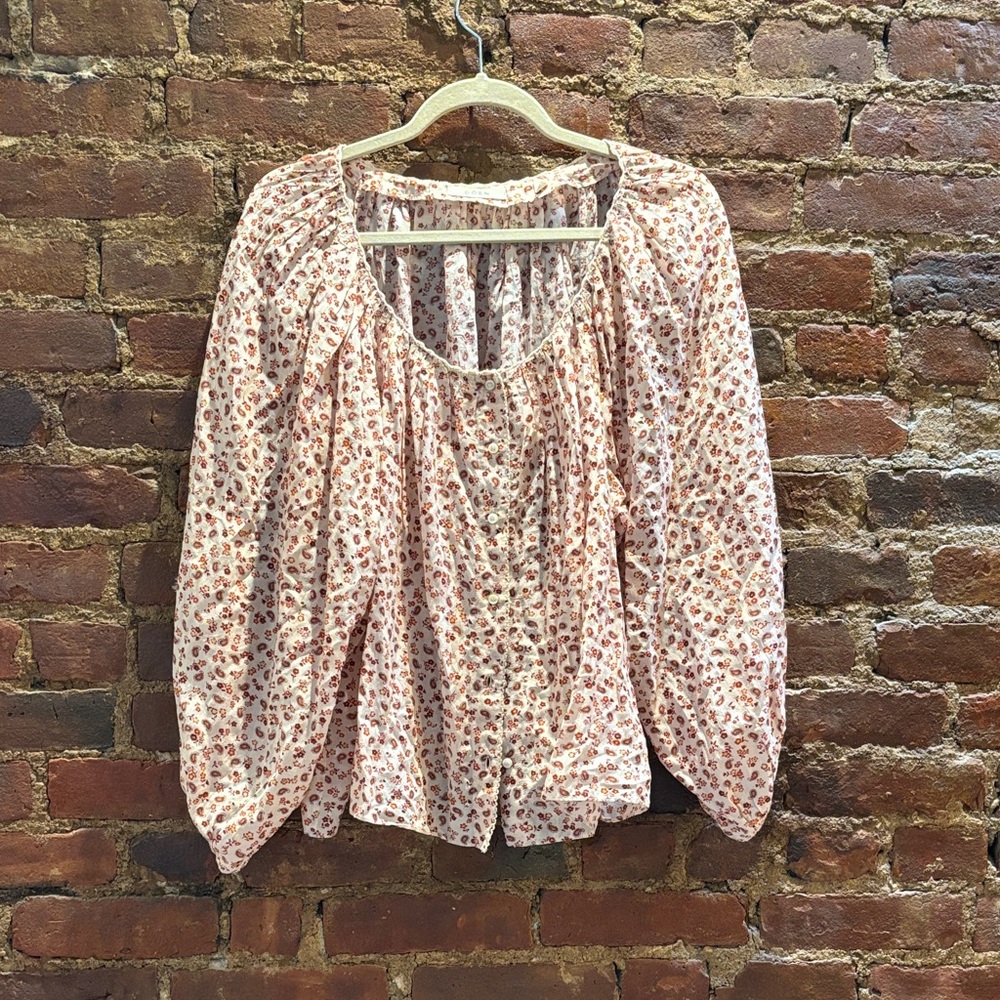 Doen Floral Crochet Cotton Viscose Blouse size L